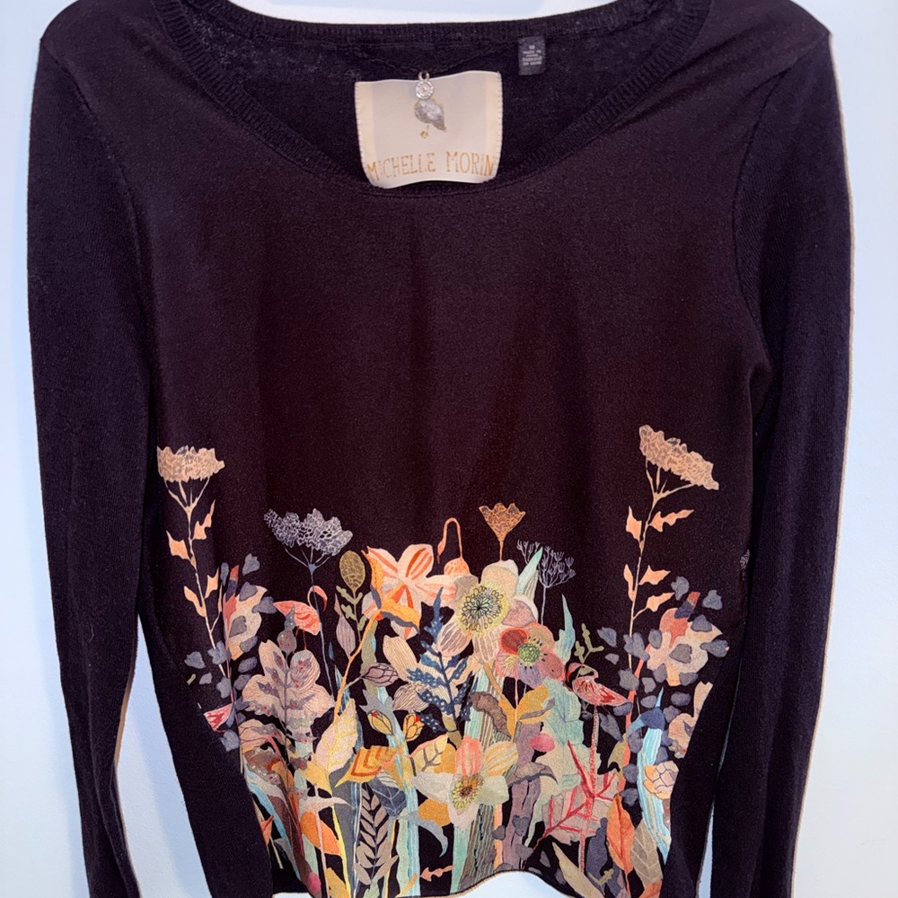 Michelle Morin Botanical Floral Illustration Sweater – Anthropologie